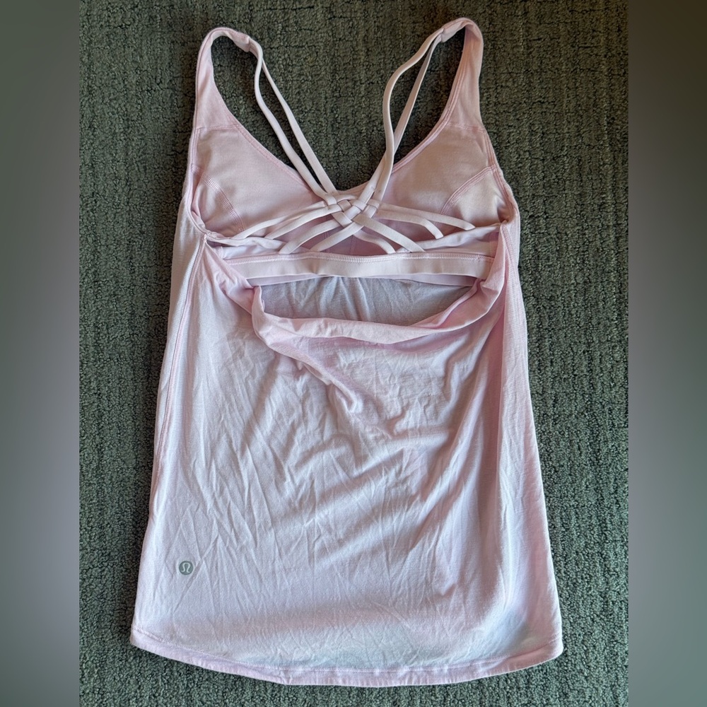 Lululemon Athletica Pink Strappy Tank Top with Built-In Bra
